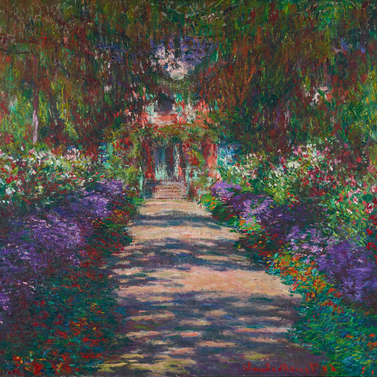 Claude Monet Obrazová reprodukce Cestička v Monetově zahradě, Giverny, 1902, Claude Monet, 40 × 40 cm
