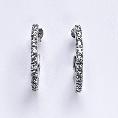 Stříbrné náušnice s čirými zirkony,kruhy,náušnice ze stříbra, váha 7,93 g