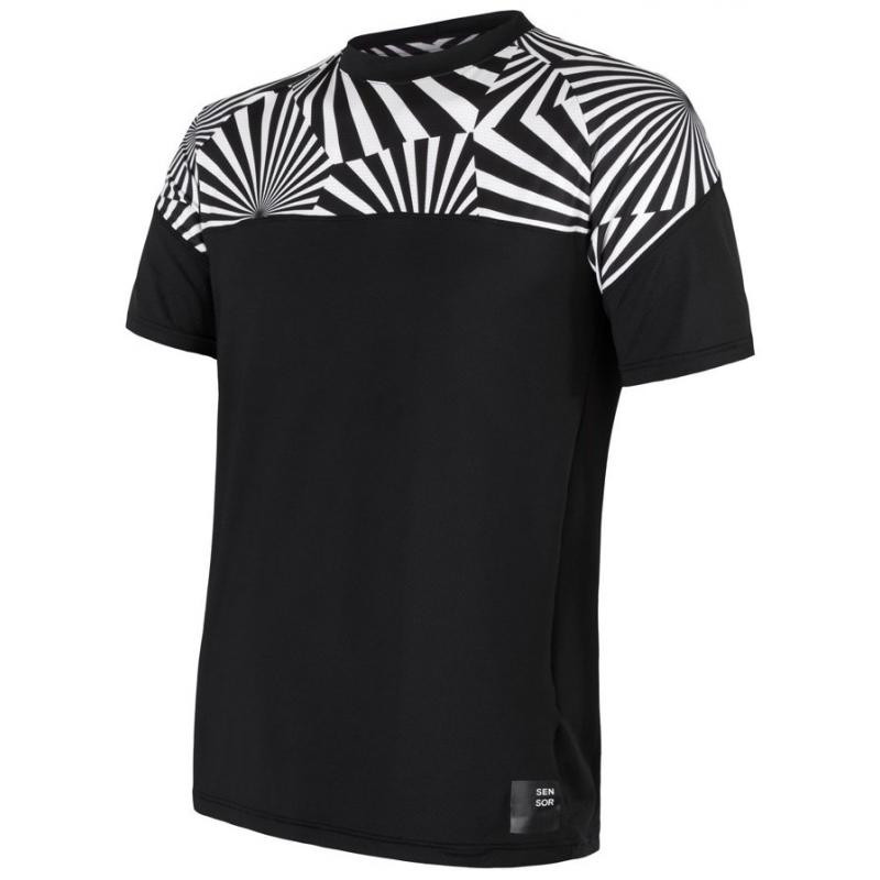 Triko Sensor Coolmax Impress - pánské, krátký, černá, vzor geometrie - velikost 2XL