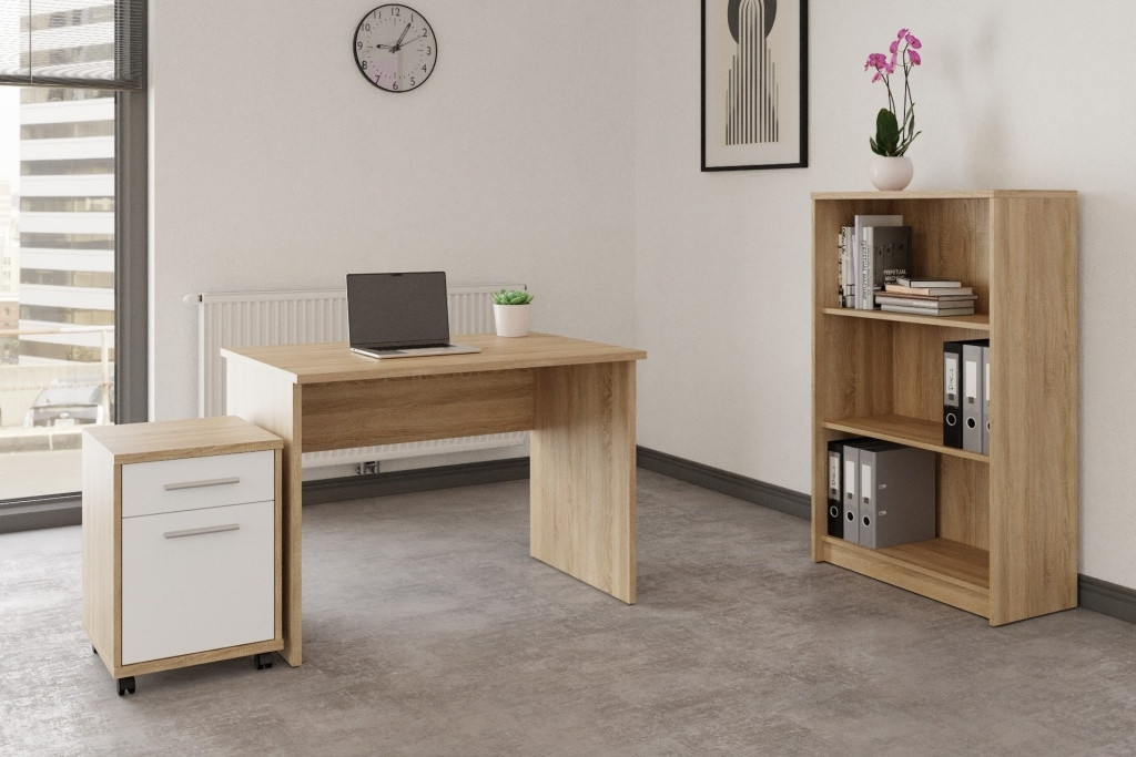 Kancelářská sestava NEJBY GIANNI 10, dub sonoma/bílá