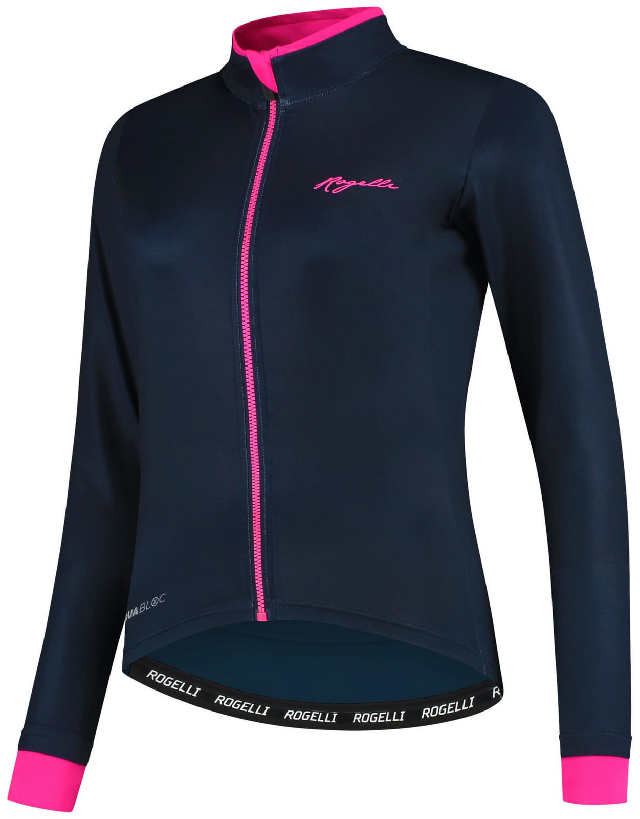 Hřejivý dámský cyklodres Rogelli ESSENTIAL DWR s dlouhým rukávem, modro-růžový M