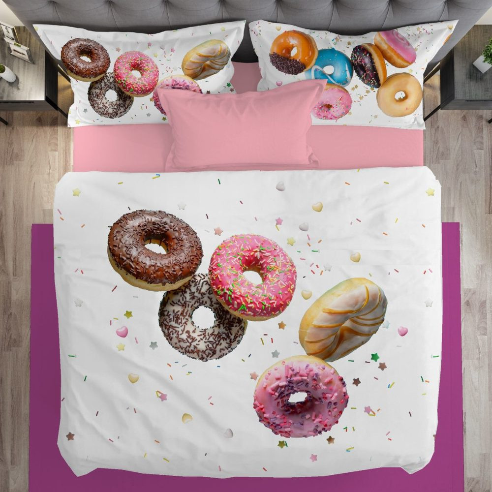 Gipetex Natural Dream 3D Italské povlečení 100% bavlna Donuts - 140x200 / 70x90 cm