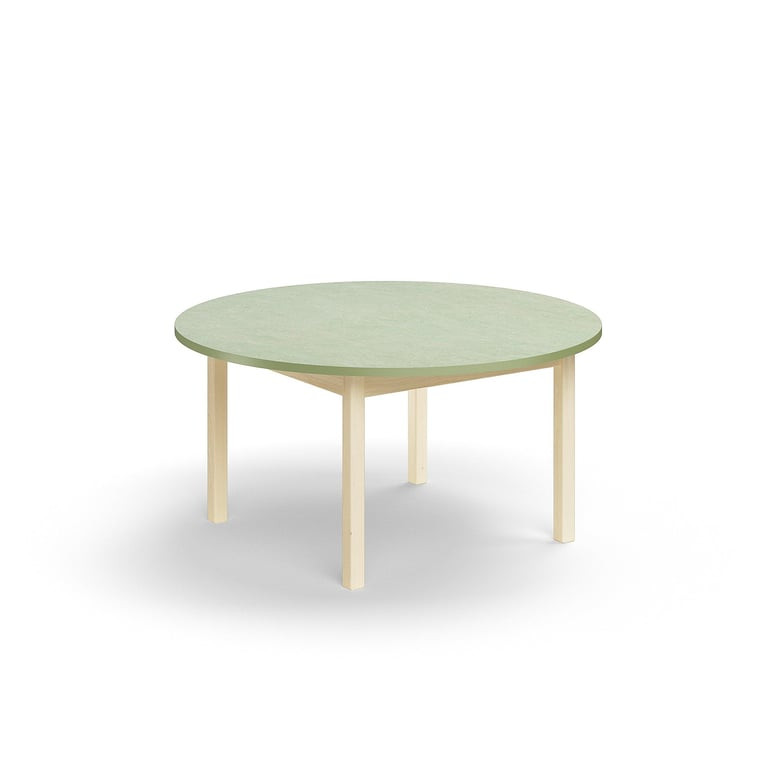 Stůl DECIBEL, Ø1200x590 mm, akustické linoleum, bříza/zelenošedá