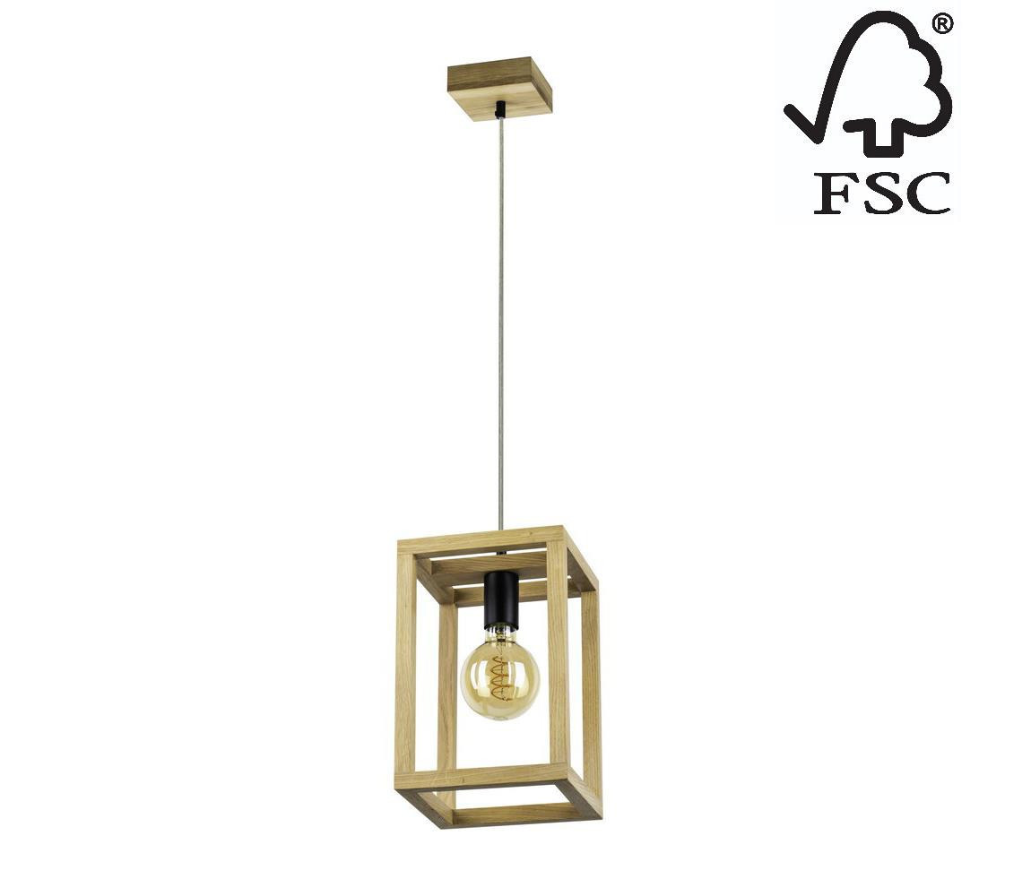 61540174 - Lustr na lanku KAGO 1xE27/60W/230V matný dub