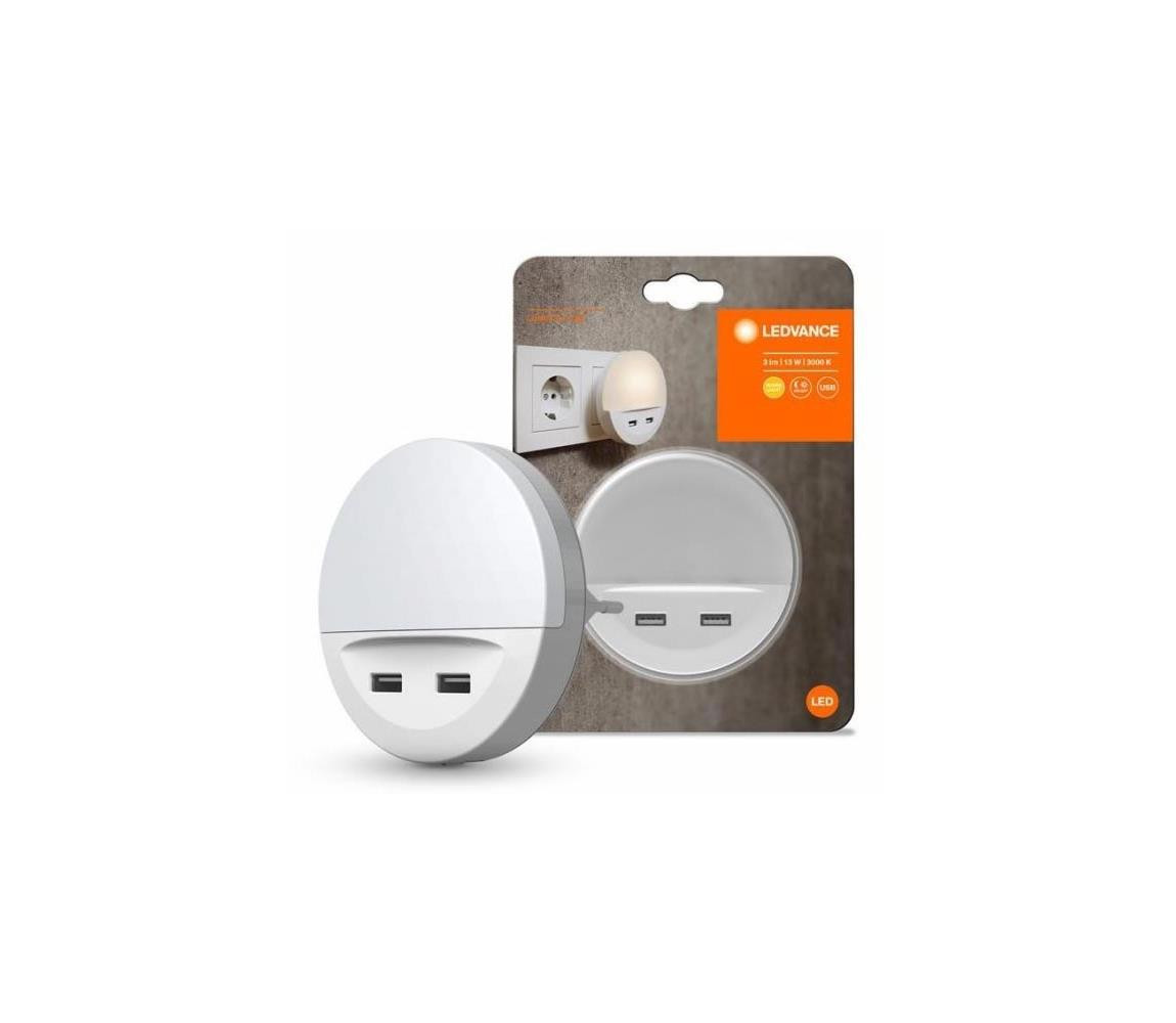 Ledvance Ledvance - LED Noční svítidlo do zásuvky se senzorem LUNETTA 2xUSB LED/13W/230V