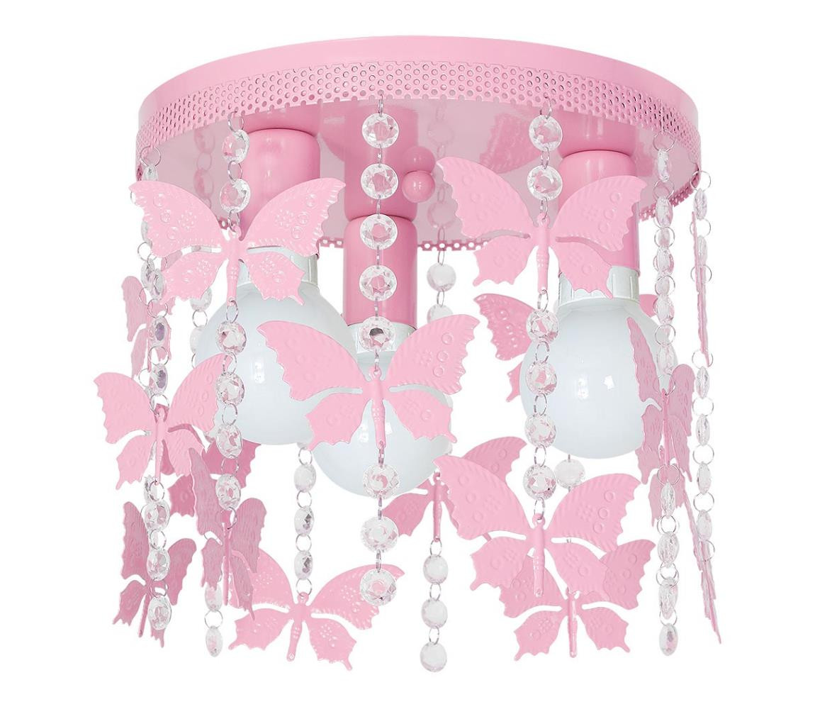 Dětské stropní svítidlo ELZA butterflies 3xE27/60W/230V růžová