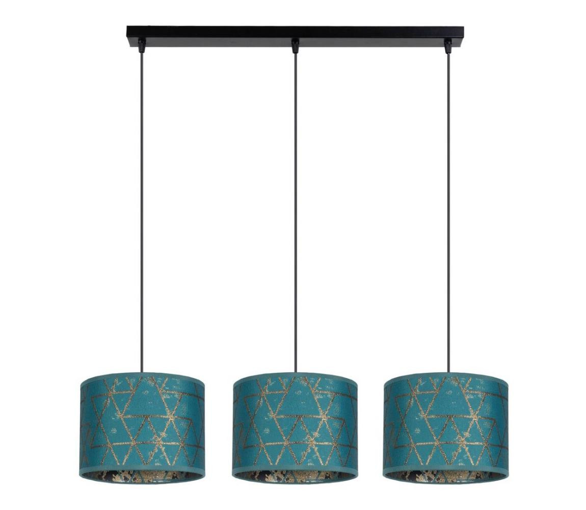 Lustr na lanku REZO 3xE27/60W/230V tyrkysová