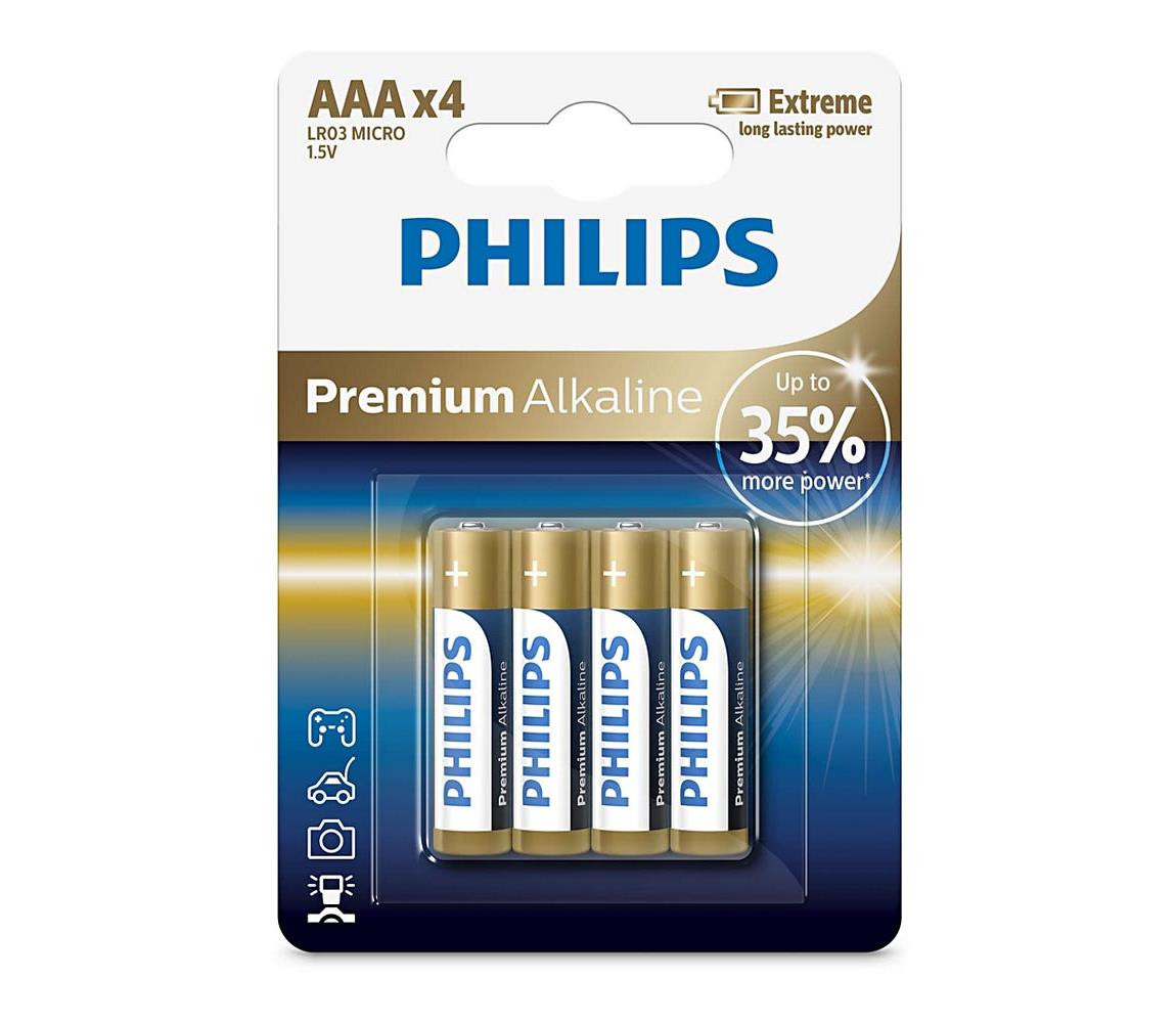 Philips Philips LR03M4B/10 - 4 ks Alkalická baterie AAA PREMIUM ALKALINE 1,5V 1320mAh