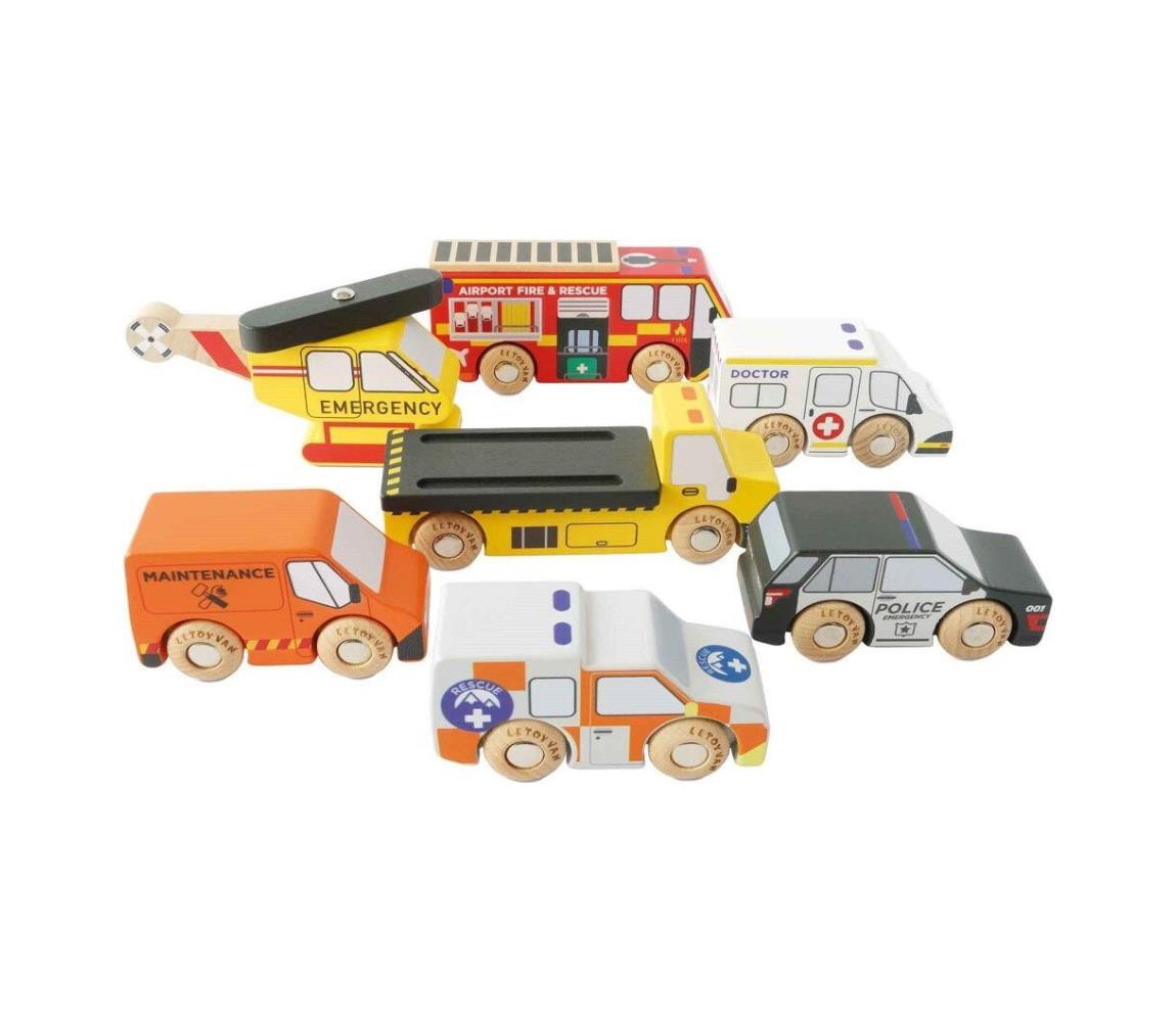 Le Toy Van Set záchranných autíček s vrtulníkem