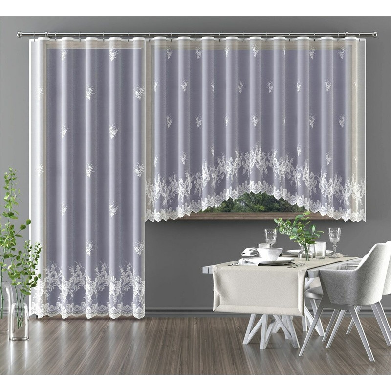 Hotová záclona nebo balkonový komplet, Luisa, bílá 300 x 140 cm