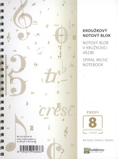 Notový sešit A5 v kroužkové vazbě