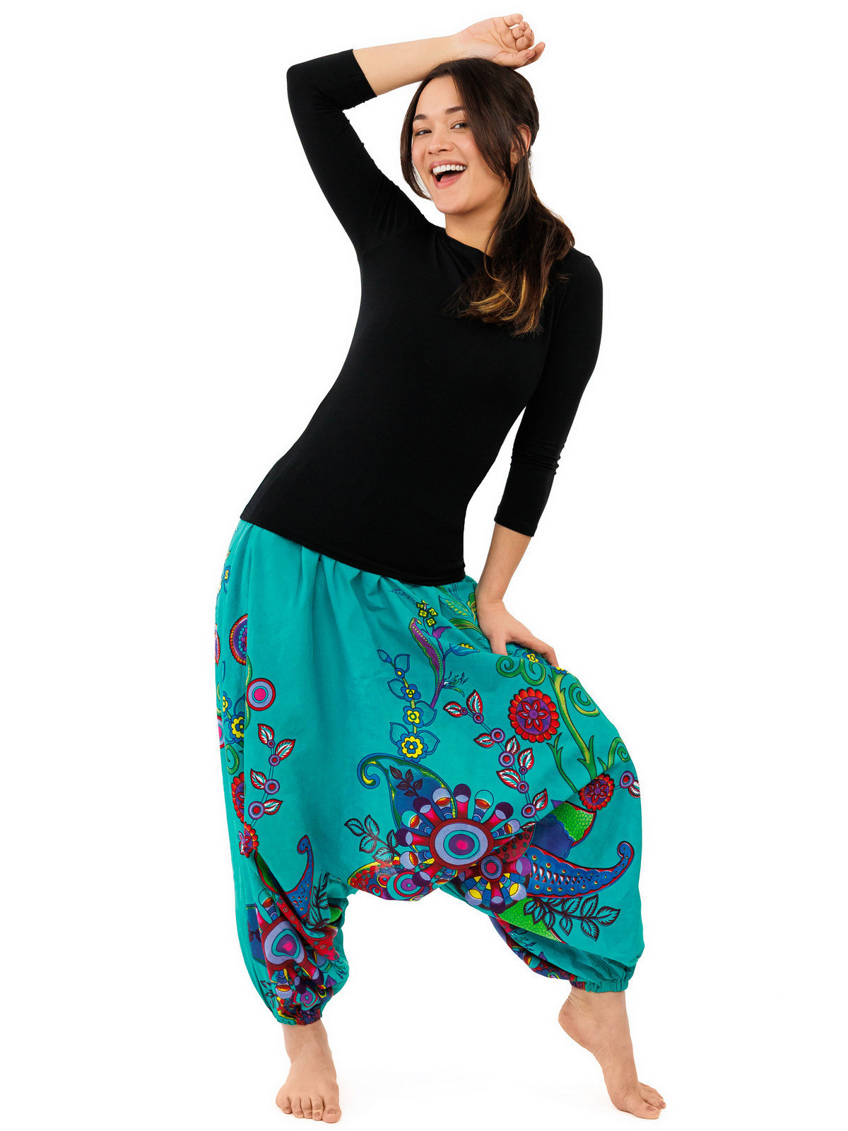 Himalife Kalhoty-šaty-top 3v1 Garden of Nepal - tyrkysové Velikost: S/M