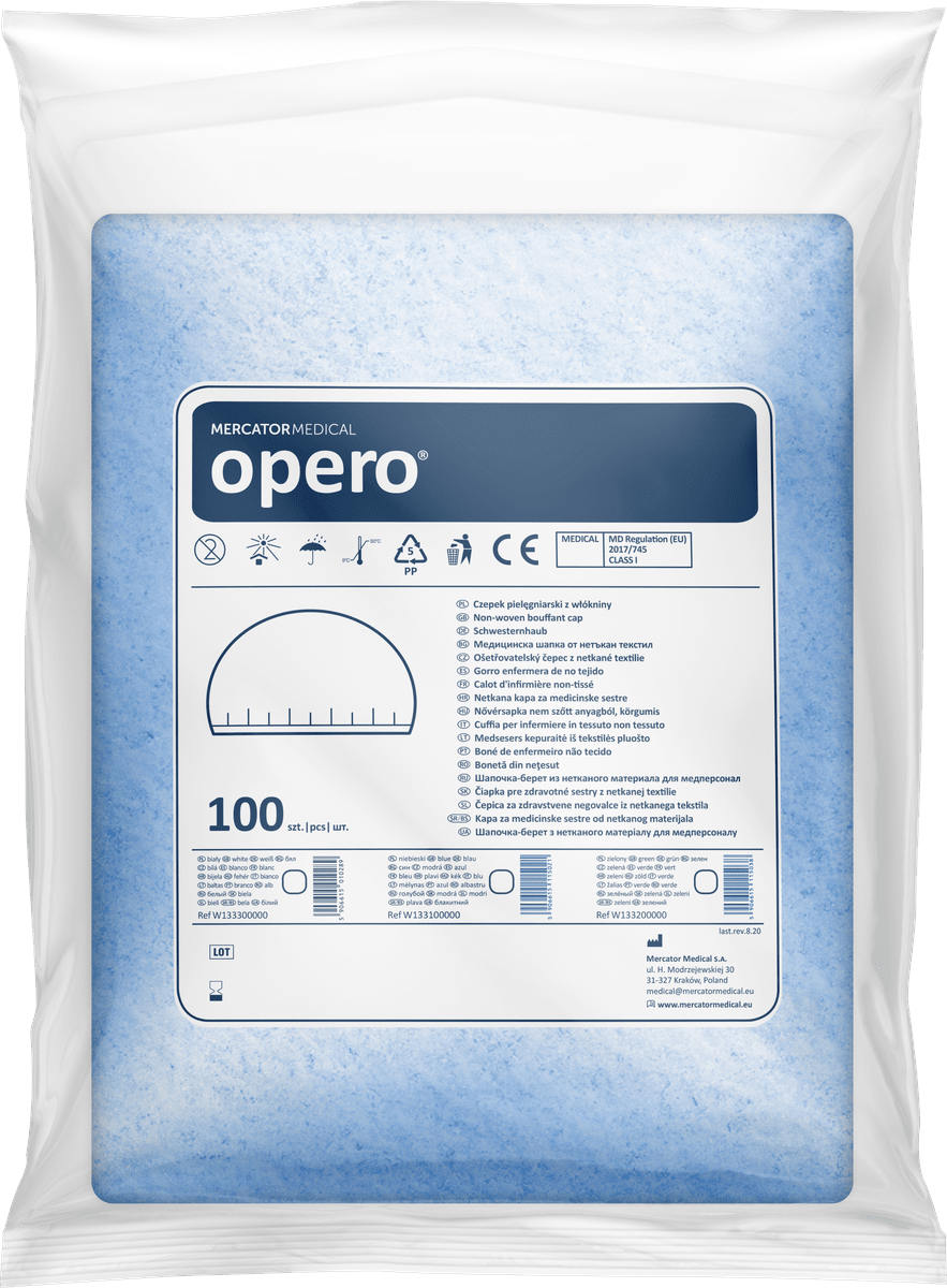 Mercator W-OPERO čepice Baret z netkané textilie, barva modrá, 100ks