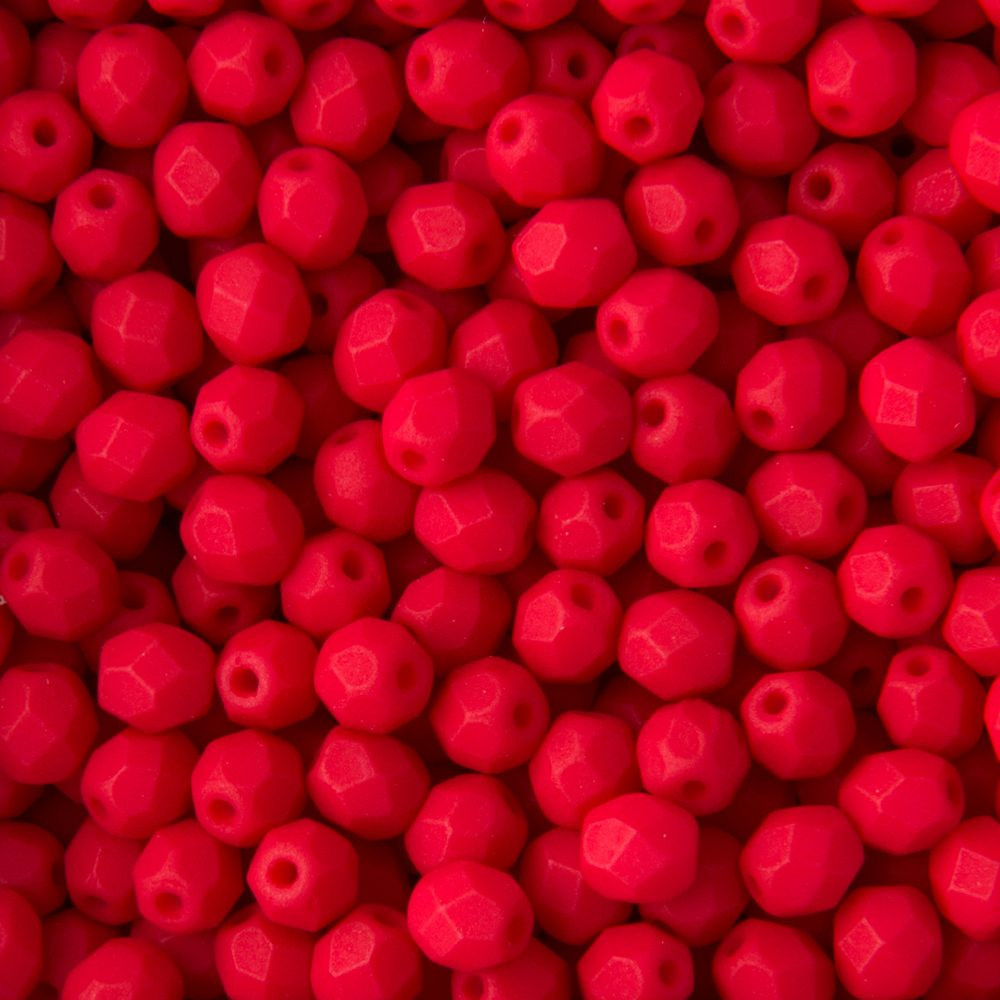 Manumi české broušené korálky 4mm Neon Red - 225 ks