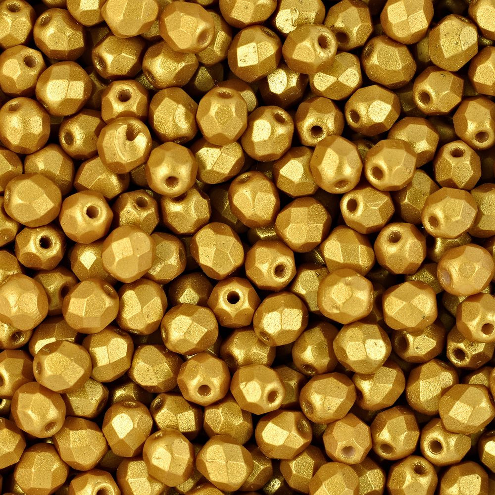 Manumi české broušené korálky 4mm Gold Shine Gold - 225 ks