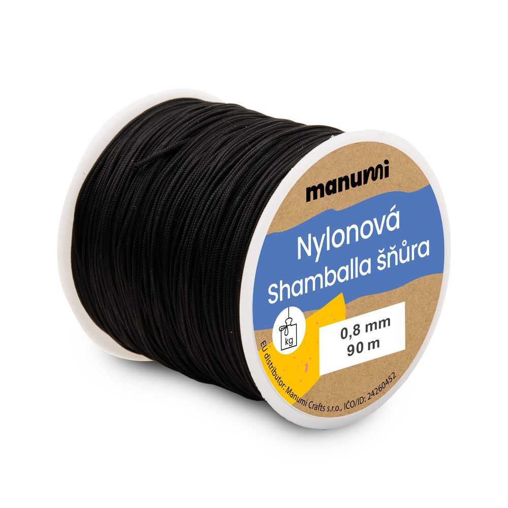 Manumi nylonová šňůrka na Shamballa náramky 0,8 mm/90 m černá - 1 ks