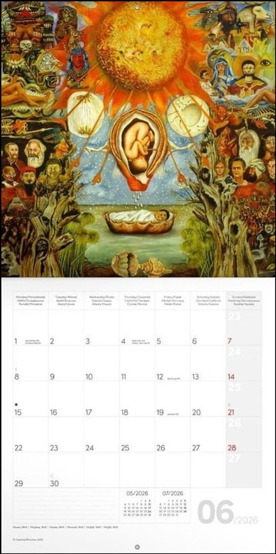 Poznámkový kalendář Frida Kahlo 2026 - nástěnný kalendář