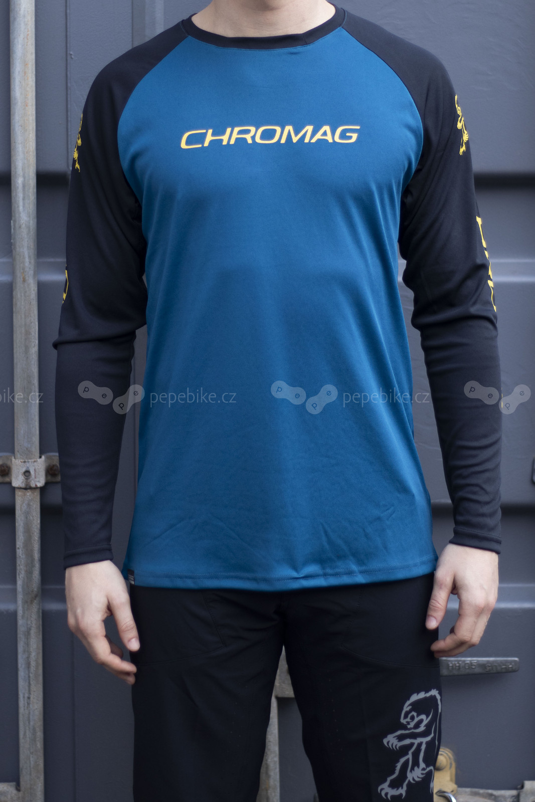 Pánský cyklistický dres Chromag Dominion - Navy Sulpur Velikost: L