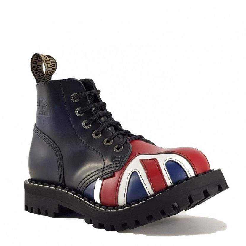 Boty Steel 6-dírkové Britská vlajka - modré stírané, 40