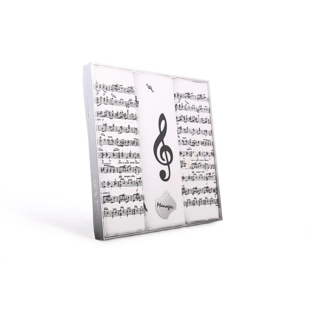 Pánské kapesníky Etex Hudba M59 3 ks - bílé-černé