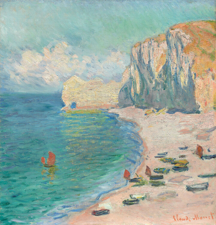 Claude Monet Obrazová reprodukce The Beach and the Falaise d'Amont (1885), Claude Monet, 40 × 40 cm