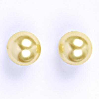 Stříbrné náušnice na puzetu s umělou krémovou perlou 10 mm, NŠ 1194