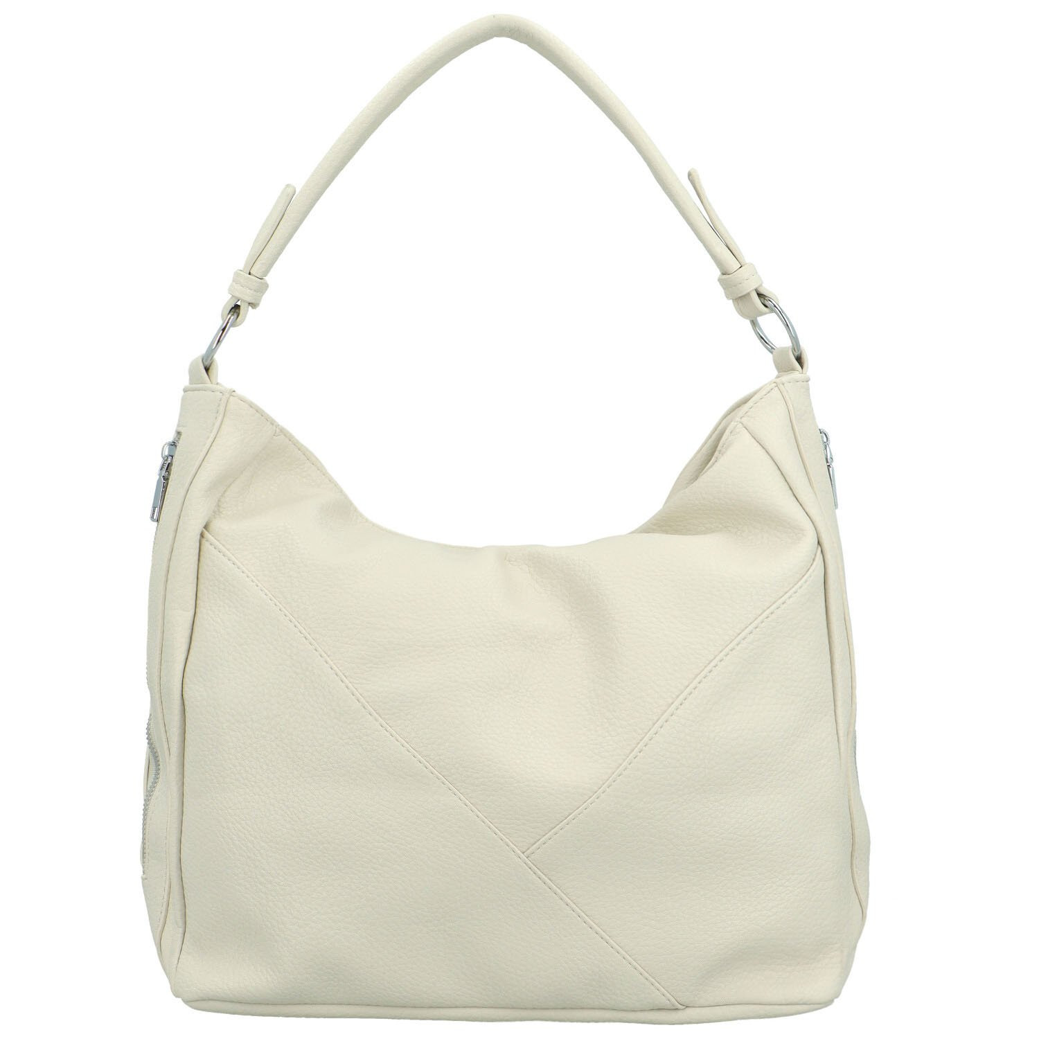 Trendy dámská koženková kabelka na rameno Enwy, krémová