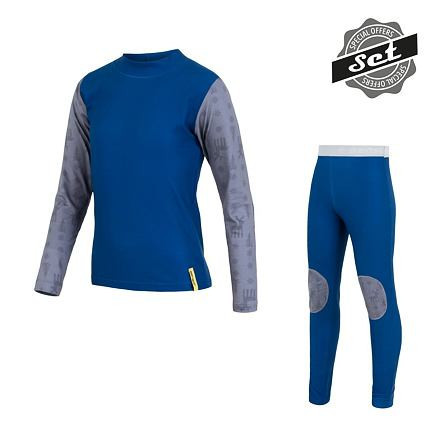 SENSOR FLOW SET dětské triko dl. rukáv+spodky modrá/sobi Velikost: 130 8592837030319