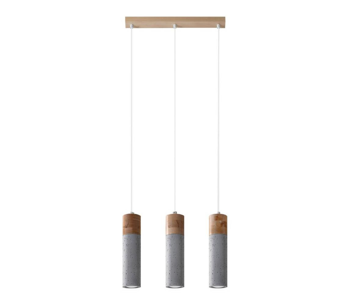 SL.0967 - Lustr na lanku ZANE 3xGU10/40W/230V beton/dřevo