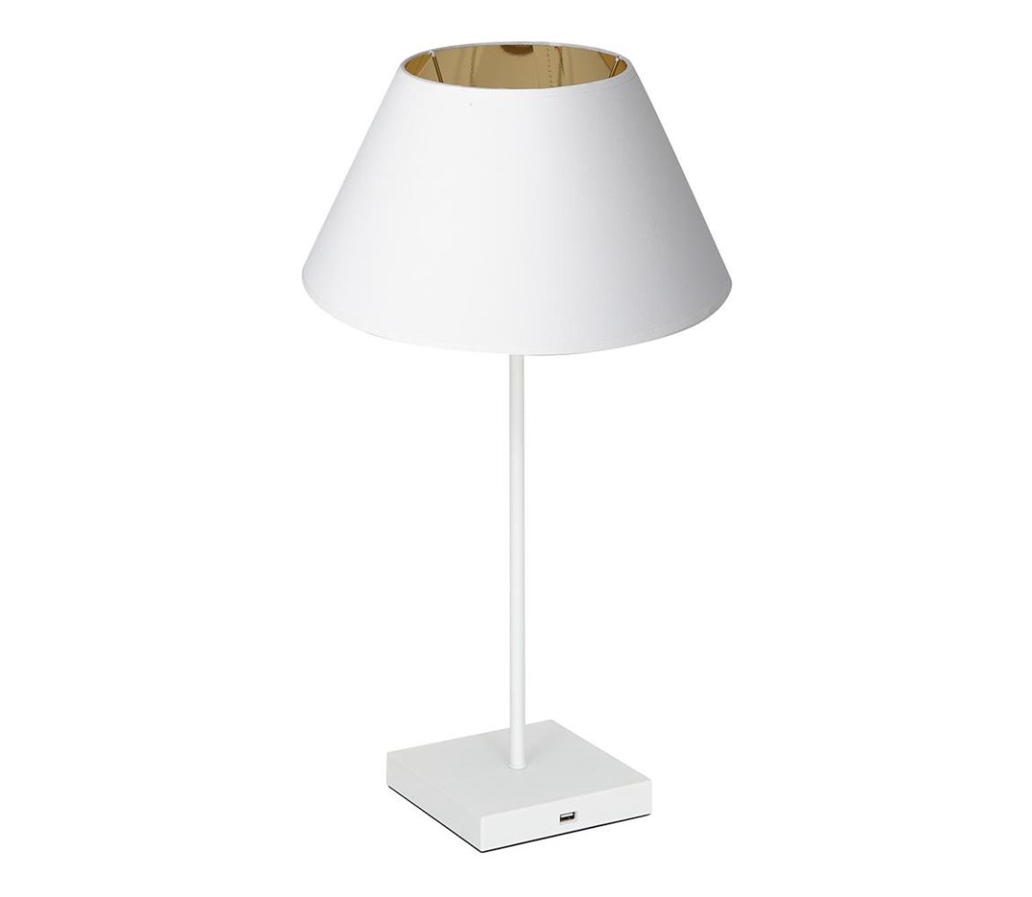 Stolní lampa s USB konektorem 1xE27/60W/230V bílá