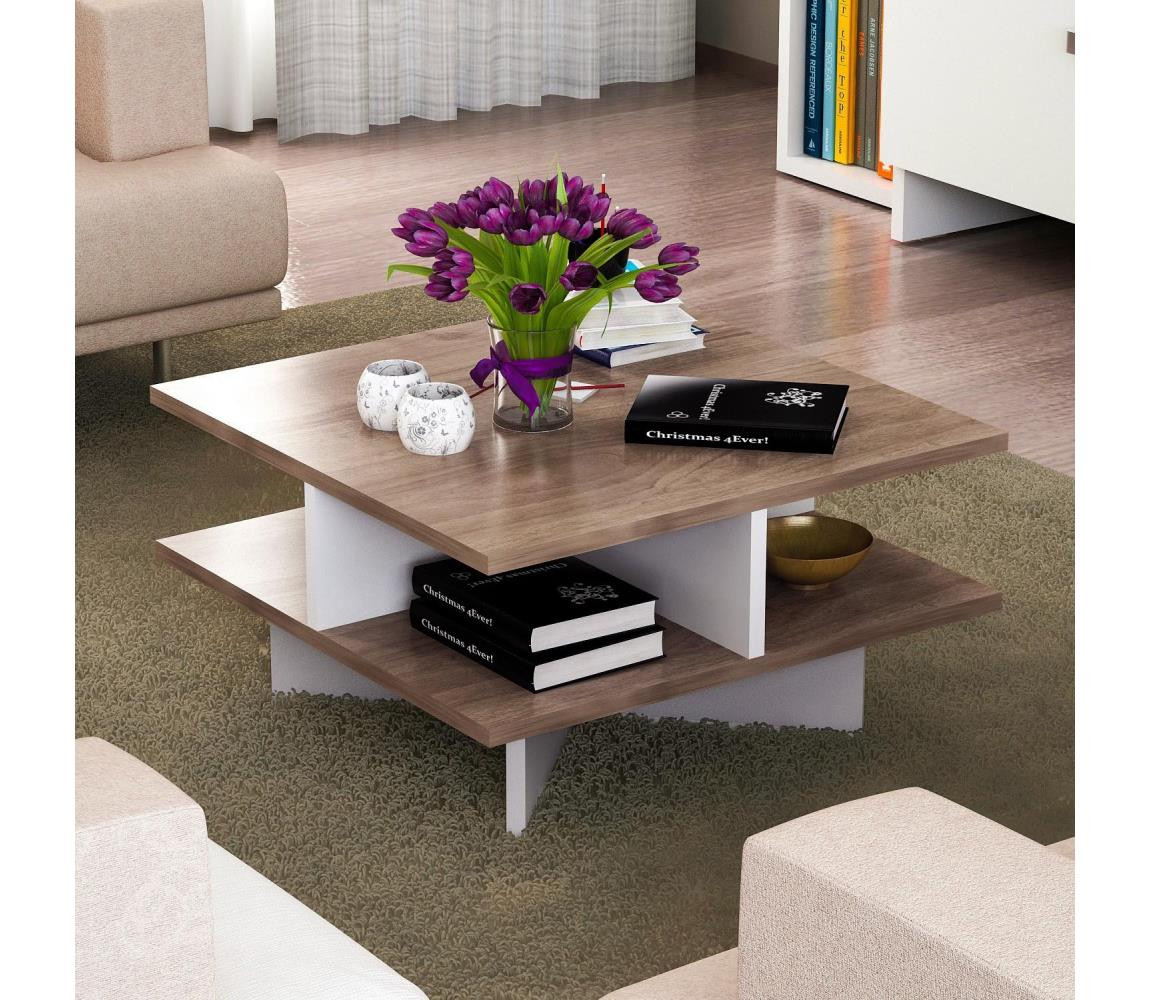 Konferenční stolek HAMTON 31,2x60 cm hnědá/bílá