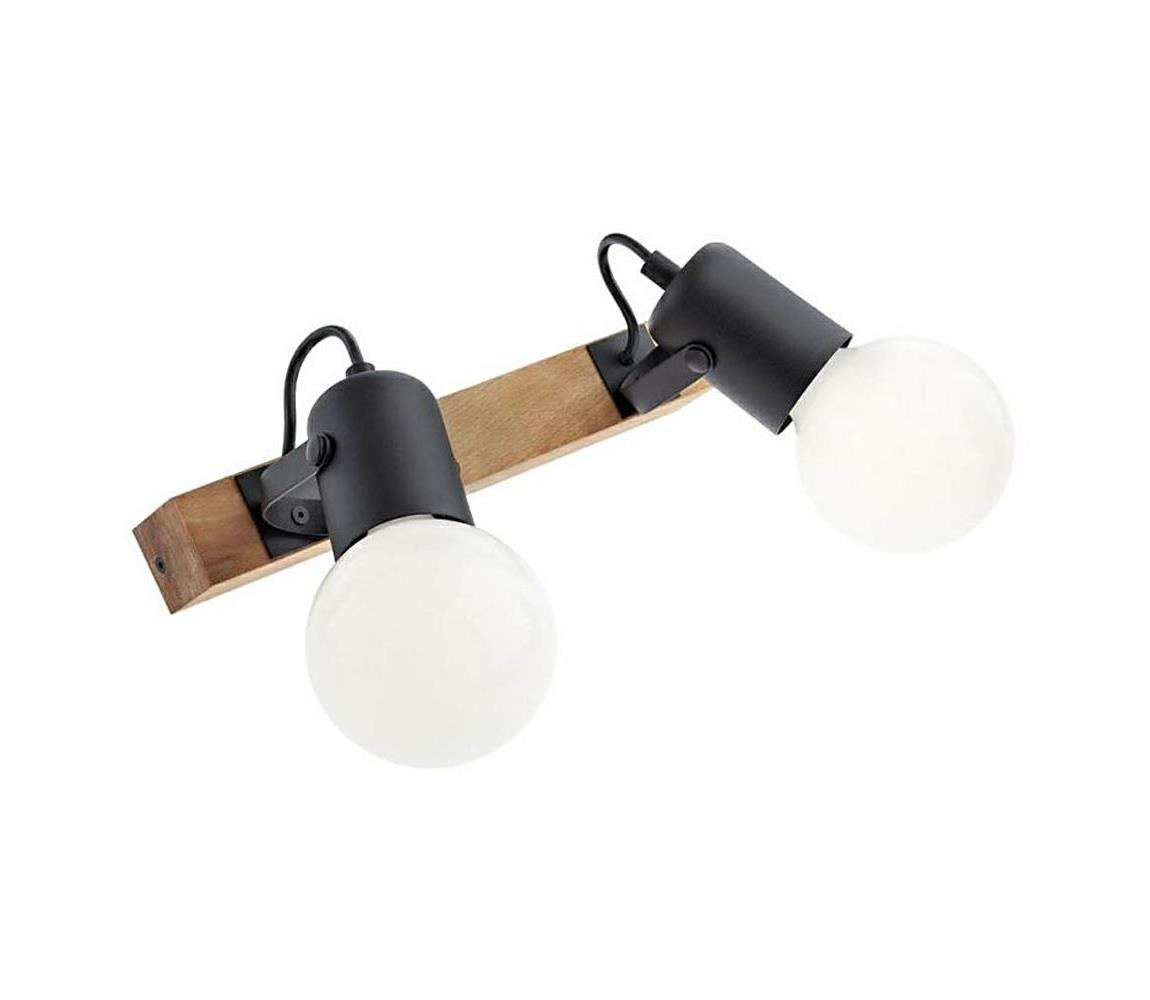 Redo Redo 01-2416 - Nástěnné svítidlo TAFFI 2xE27/42W/230V černá/buk