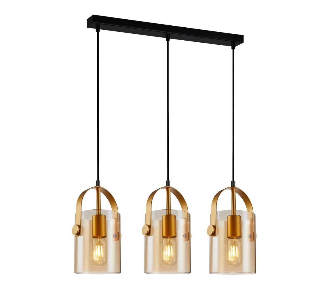 PND-32453-3-GD+AMB - Lustr na lanku NANESMA 3xE27/40W/230V zlatá