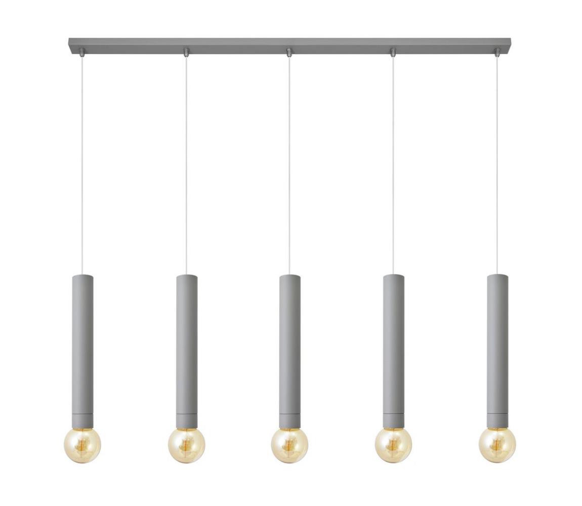 Lustr na lanku TUBA 5xE27/15W/230V šedá