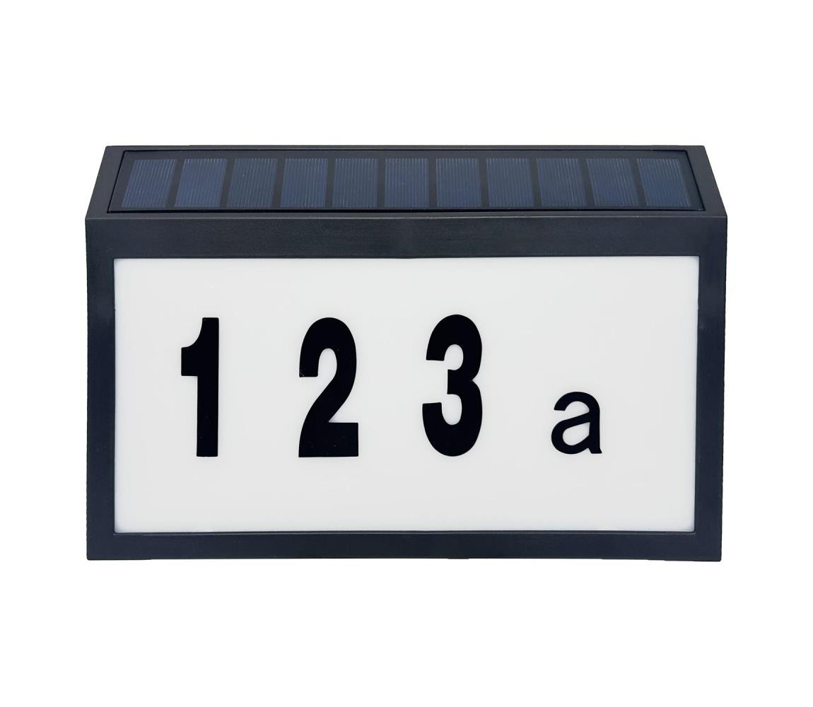 LED Solární domovní číslo NUMERO LED/3,7V 6000K 1200 mAh IP44 černá