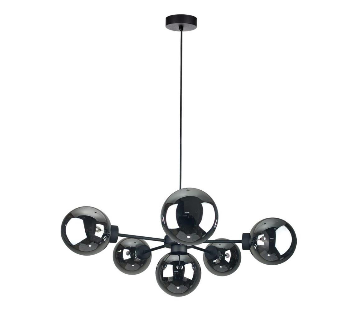 Keter Lighting Lustr na lanku KALIOPE II 6xE14/50W/230V černá/kouřová černá