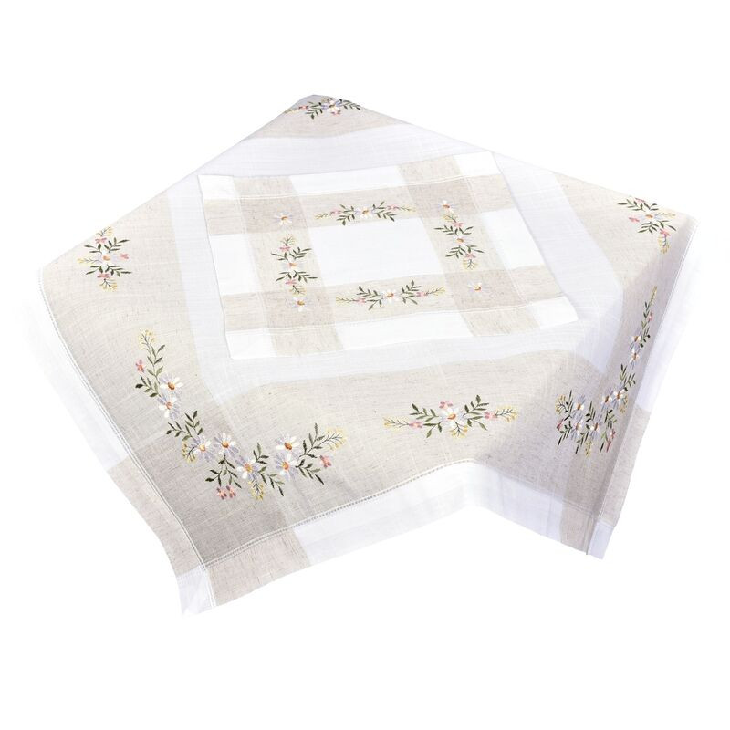 Ubrus celoroční, Kvítí - režné  35 x 35 cm