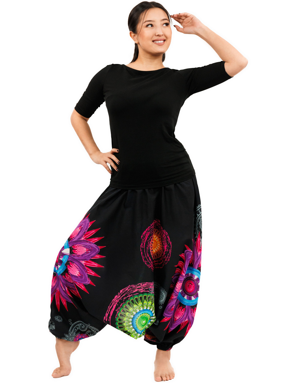 Himalife Kalhoty-šaty-top 3v1 Mandala of Nepal - černé Velikost: L/XL