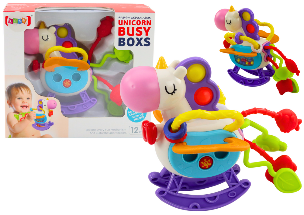 mamido Senzorický jednorožec s gumovými částmi a chrastítkem