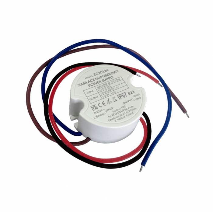 Eco Light Napájecí zdroj pro box fi60 0,83A 10W 12V IP67 50x50x22 EC20126