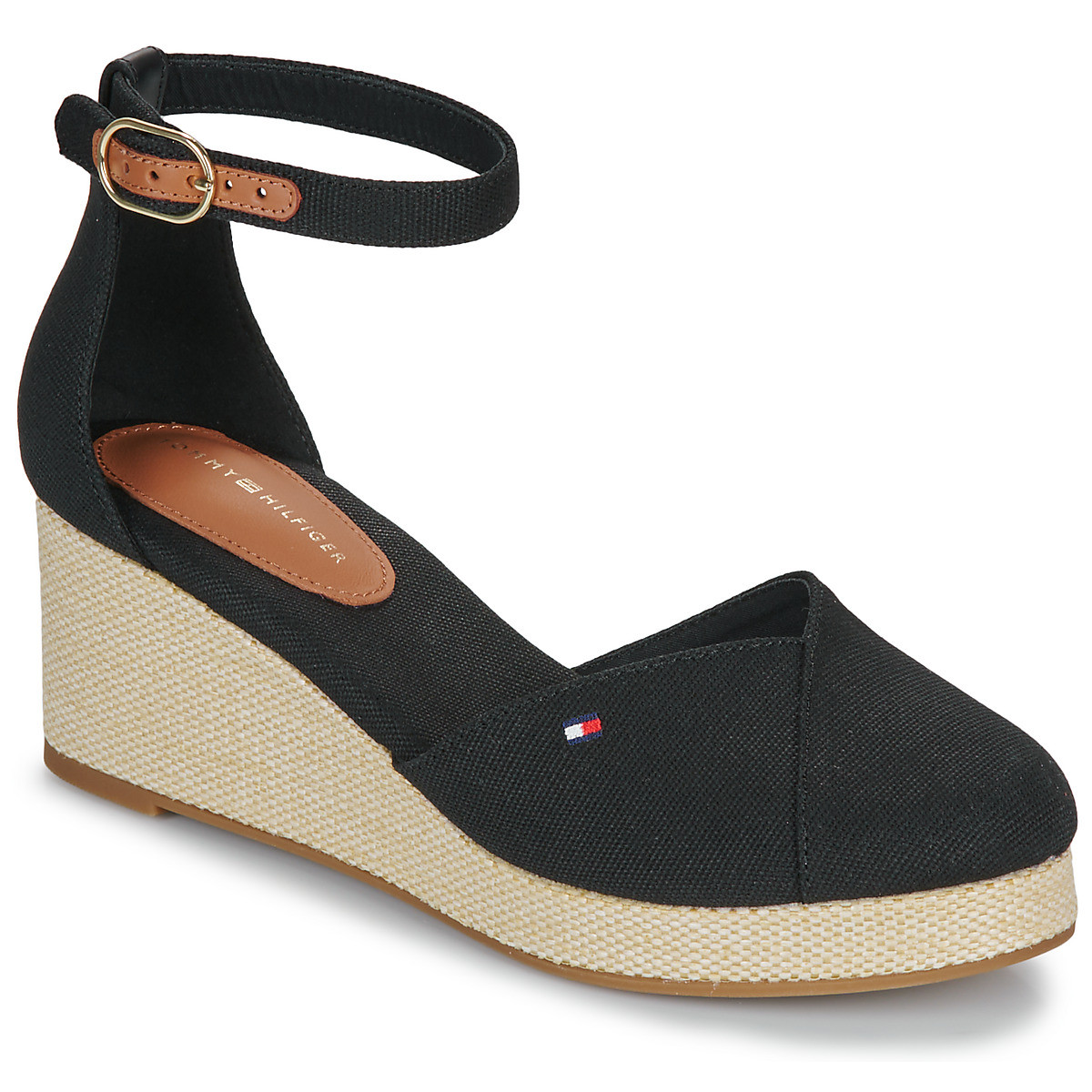 Tommy Hilfiger  FLAG CLOSED TOE MID WEDGE ESPAD  Černá