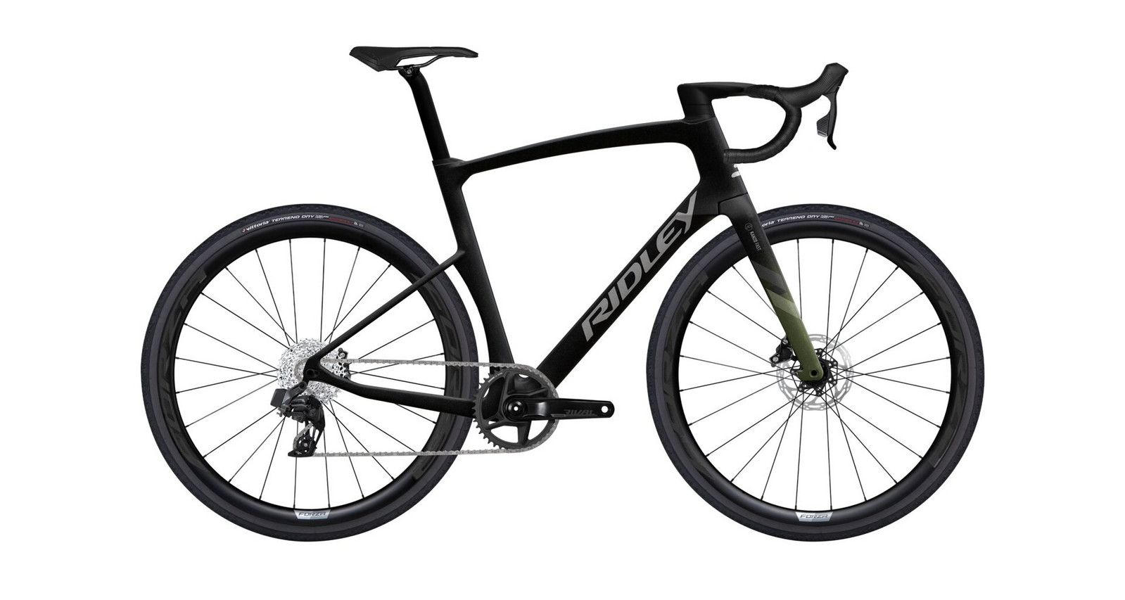 Gravelové kolo RIDLEY KANZO Fast Rival XLPR Black Metallic/Army Green/Silver Velikost: M