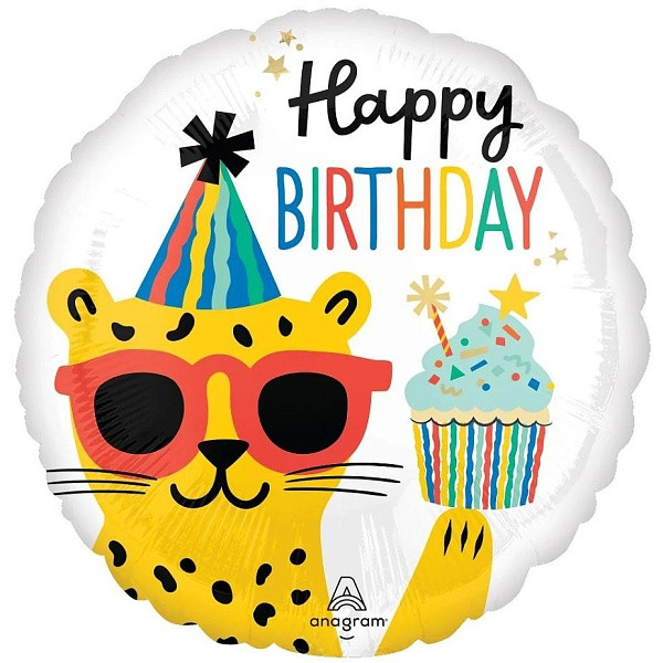 Balónek fóliový Happy Birthday tygr 46 cm