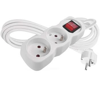 Emos Prodlužovací kabel 3 m / 2 zásuvky / s vypínačem / bílý / PVC / 1 mm2 P1213