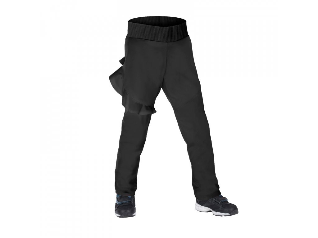 Unuo Unuo, Dětské softshellové kalhoty s fleecem pružné Fantasy, Černá Velikost: 104/110 8596227082391