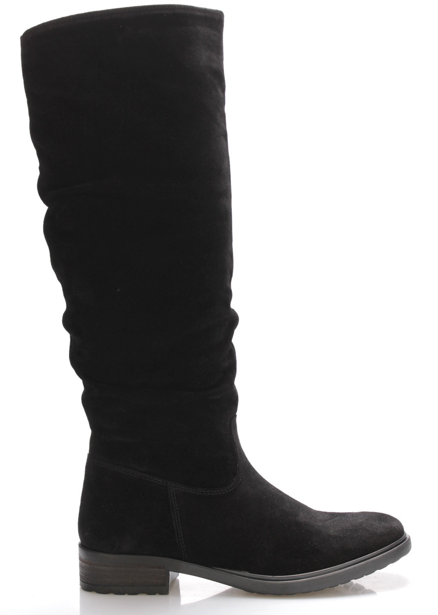 Černé kožené kozačky se širokým podpatkem Claudia Ghizzani Velikost: 37