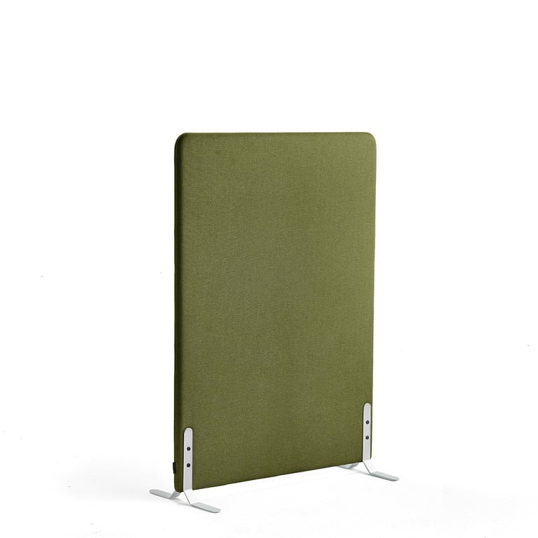 Paraván ZONE, 1360x1000x46 mm, potah Hush, bílé nohy, lesní zelená