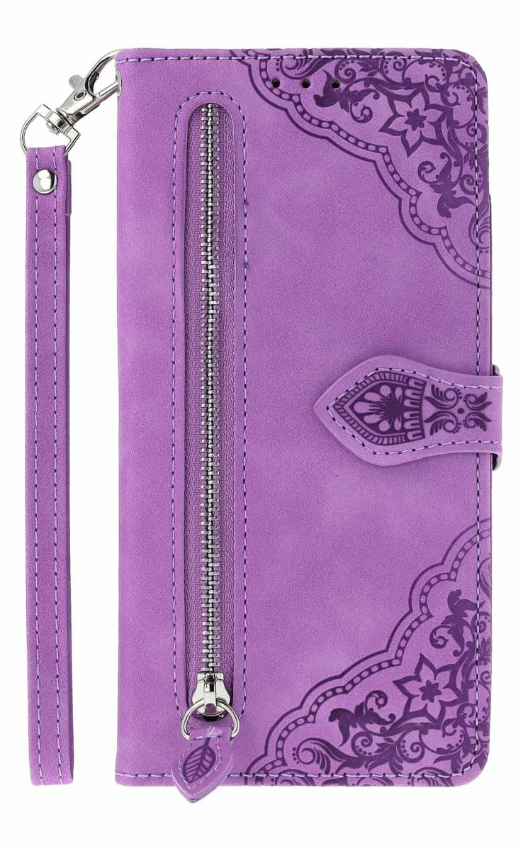 Pouzdro TopQ Xiaomi Redmi Note 14 5G knížkové se zipem fialové 136678