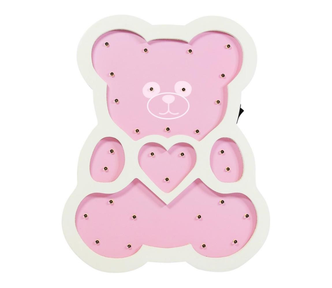 LED Dětská lampa LED/2xAA růžový medvěd