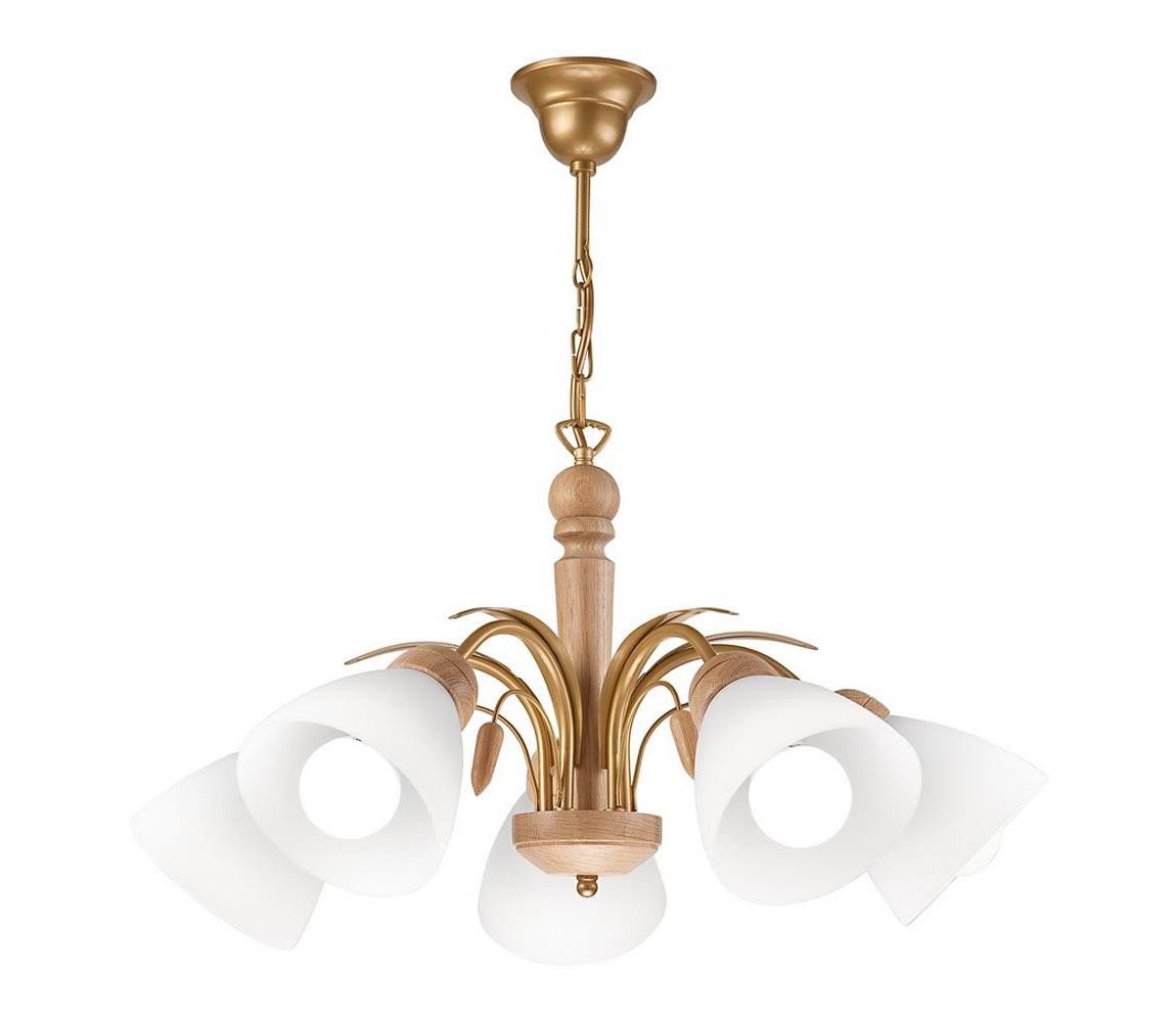 Lustr na řetězu TULIPAN 5xE27/60W/230V dub